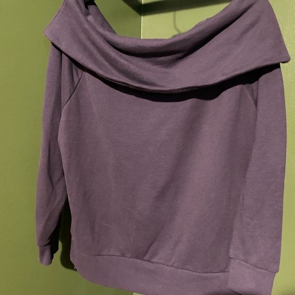 🌟VS SPORT Off the Shoulder Plum Sweatshirt🌟 - Picture 4 of 6